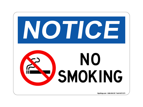 No Smoking (Right No Smoking Symbol), Notice Sign