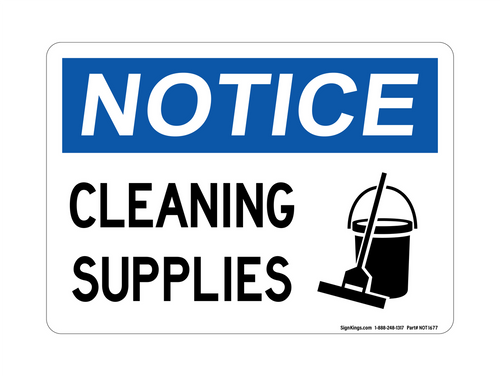 Cleaning Supplies (Supplies Symbol), Notice Sign