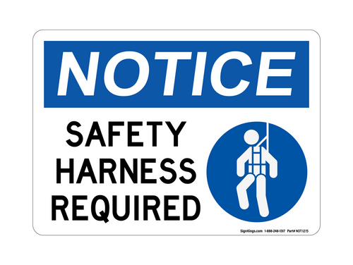 Safety Harness Required (With Harness Symbol), Notice Sign