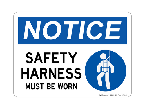 Safety Harness Must Be Worn (With Harness Symbol), Notice Sign
