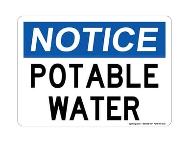 Potable Water, OSHA Notice Sign (Part#: NOT1606)