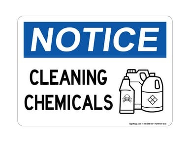 Cleaning Chemicals (Chemicals Symbol), OSHA Notice Sign (Part#: NOT1676)