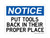Put Tools Back In Their Proper Place, OSHA Notice Sign (Part#: NOT1618)