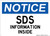 SDS Information Inside, OSHA Notice Sign (Part#: NOT1721)