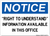 Right To Understand Information Available In This Office, Notice Sign