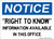 Right To Know Information Available In This Office, OSHA Notice Sign (Part#: NOT1727)