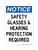 Safety Glasses & Hearing Protection Required, Notice Sign