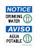 Drinking Water (Allowed Water Symbol) English/Spanish, OSHA Notice Sign (Part#: NOT1799)