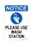 Please Use Wash Station (Hand Washing Symbol), OSHA Notice Sign (Part#: NOT1811)