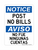 Post No Bills English/Spanish, Notice Sign