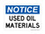 Used Oil Materials, OSHA Notice Sign (Part#: NOT1841)