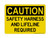 Safety Harness And Lifeline Required, OSHA Caution Sign (Part#: CAU1105)