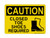 Closed Toe Shoes Required (PPE Symbol) Version 2, OSHA Caution Sign (Part#: CAU1247)