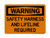 Safety Harness And Lifeline Required, OSHA Warning Sign (Part#: WAR1105)