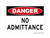 No Admittance, OSHA Danger Sign (Part#: DAN1012)