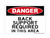 Back Support Required In This Area, OSHA Danger Sign (Part#: DAN1033)