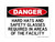 Hard Hats And Safety Glasses Required In Areas Of The Facility, OSHA Danger Sign (Part#: DAN1066)