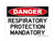 Respiratory Protection Mandatory, OSHA Danger Sign (Part#: DAN1099)