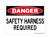 Safety Harness Required, OSHA Danger Sign (Part#: DAN1109)