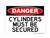 Cylinders Must Be Secured, OSHA Danger Sign (Part#: DAN1159)