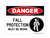 Fall Protection Must Be Worn (Harness Symbol), OSHA Danger Sign (Part#: DAN1223)