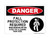 Fall Protection Required When Working Within 8 Feet Of A Leading Roof Edge (Harness Symbol), OSHA Danger Sign (Part#: DAN1232)