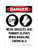 Wear Goggles And Rubber Gloves When Handling Chemicals (PPE Symbols), OSHA Danger Sign (Part#: DAN1331)
