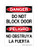 Do Not Block Door English/Spanish, OSHA Danger Sign