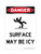 Surface May Be Icy  Vertical (Slip Symbol), OSHA Danger Sign