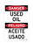 "Used Oil English/Spanish", Danger Sign (Part#: DAN1390)