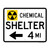 Chemical Shelter 4 Miles (Radiation Symbol And Left Arrow), Emergency Road Sign