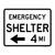 Emergency Shelter 4 Miles (Left Arrow), Emergency Road Sign