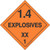 "Hazard Class 1.4 Explosives", Hazmat Placard(Part#: HAZ1001)