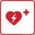 First Aid  AED Defibrillator Symbol Red/White , Safety Sign