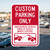 Preview of CUSTOM Parking Unauthorized Vehicles Will Be Towed Away (Tow Symbol), 12"x18" Parking Sign