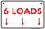 6 Loads (Down Arrows), Laundromat Sign (Part#: WSH1003)