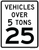 "Vehicles Over 5 Tons" 25 MPH Speed Limit, MUTCD Sign,  24"x30", 36"x42", 48"x54"