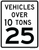 "Vehicles Over 10 Tons" 25 MPH Speed Limit, MUTCD Sign,  24"x30", 36"x42", 48"x54"