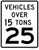 "Vehicles Over 15 Tons" 25 MPH Speed Limit, MUTCD Sign,  24"x30", 36"x42", 48"x54"