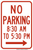 No Parking Part Time Sign (Right Arrow), MUTCD No Parking