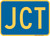 "Junction Auxiliary Plaque, MUTCD Sign" (Part#: SKM2-1P), 21x15, 30x21, Blue / Yellow (County Routes)