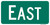 "East Cardinal Direction Auxiliary Plaque, MUTCD Sign" (Part#: SKM3-2P), 12x6,24x12, 36x18, Green / White (Bicycle / Guide)