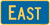 "East Cardinal Direction Auxiliary Plaque, MUTCD Sign" (Part#: SKM3-2P), 24x12, 36x18, Blue / Yellow (County Routes)
