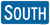 "South Cardinal Direction Auxiliary Plaque, MUTCD Sign" (Part#: SKM3-3P), 24x12, 36x18, Blue / White (Interstate Routes)