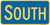 "South Cardinal Direction Auxiliary Plaque, MUTCD Sign" (Part#: SKM3-3P), 24x12, 36x18, Blue / Yellow (County Routes)