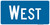 "West Cardinal Direction Auxiliary Plaque, MUTCD Sign" (Part#: SKM3-4P), 24x12, 36x18, Blue / White (Interstate Routes)