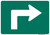 "Advance Turn Arrow Right Auxiliary Plaque, MUTCD Sign" (Part#: SKM5-1PR), 12x9, 21x15, 30x21, Green / White (Bicycle / Guide)