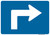 "Advance Turn Arrow Right Auxiliary Plaque, MUTCD Sign" (Part#: SKM5-1PR), 21x15, 30x21,  Blue / White (Interstate Routes)