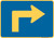 "Advance Turn Arrow Right Auxiliary Plaque, MUTCD Sign" (Part#: SKM5-1PR), 21x15, 30x21, Blue / Yellow (County Routes)