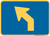 "Advance Turn Arrow Oblique Left Auxiliary Plaque, MUTCD Sign" (Part#: SKM5-2PL), 21x15, 30x21, Blue / Yellow (County Routes)